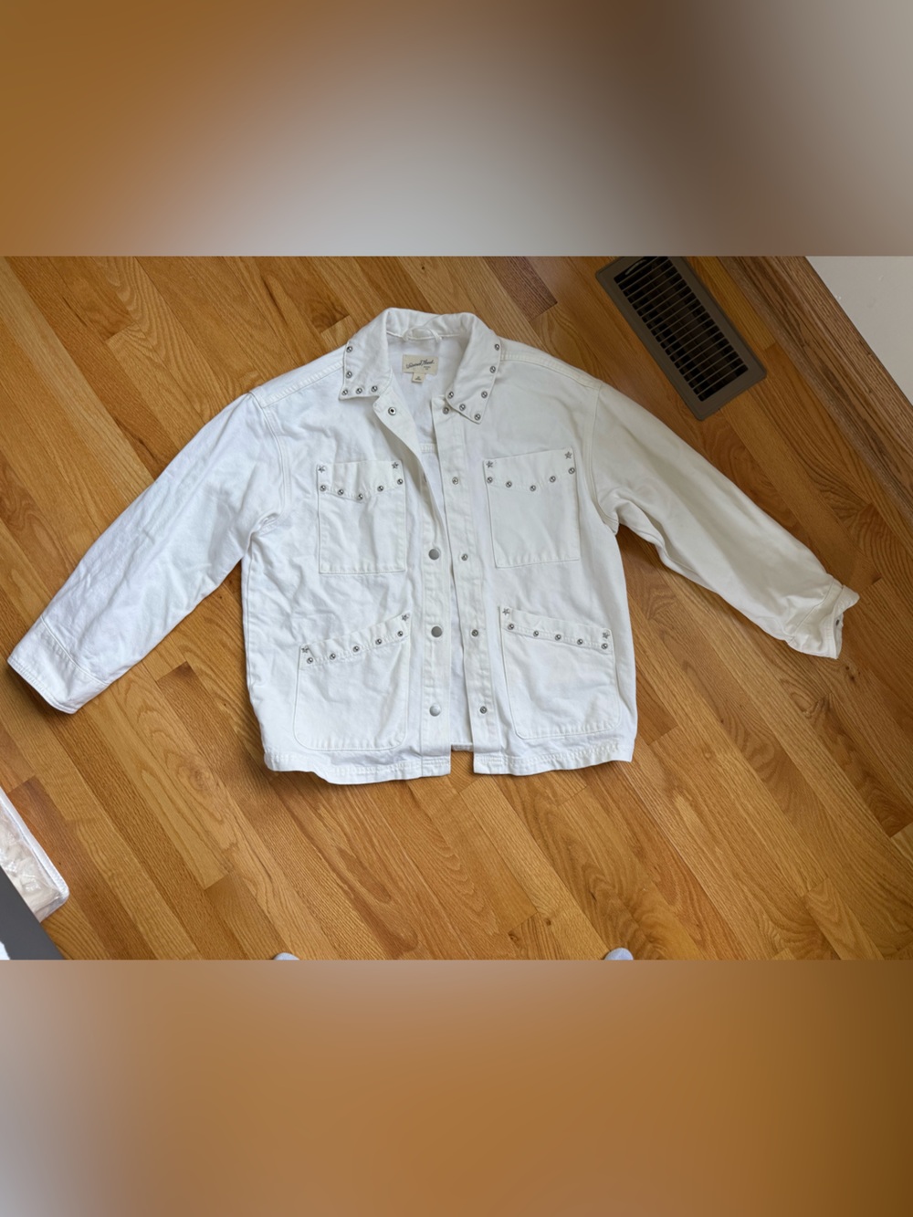 Oversized studded white Denium jacket
